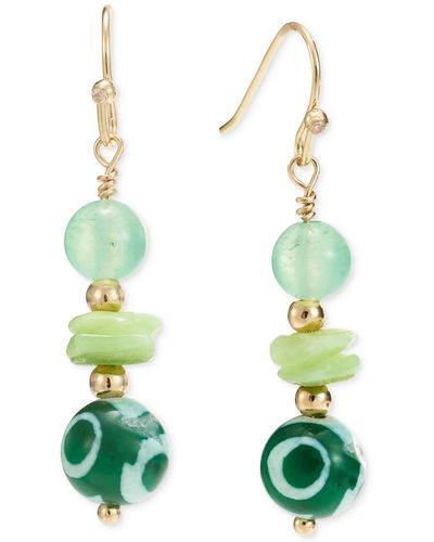 Style & Co. Gold-tone Beaded Drop Earrings - Green