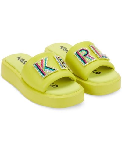 Karl Lagerfeld Opal Slip-on Platform Slide Sandals - Yellow