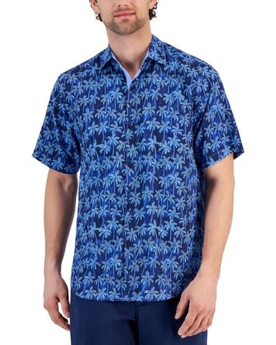 Tommy Bahama Paradise Palms Islandzone Moisture-wicking Printed Button-down Shirt - Blue