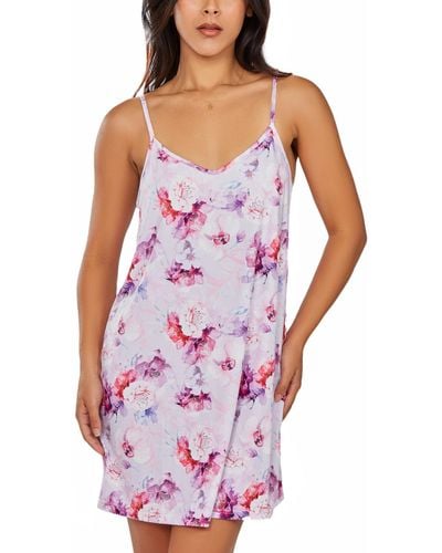 iCollection 1pc. Very Soft Brushed Nightgown Printed - Purple