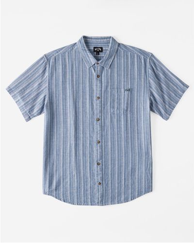 Billabong All Day Stripe Short Sleeve Shirt - Blue