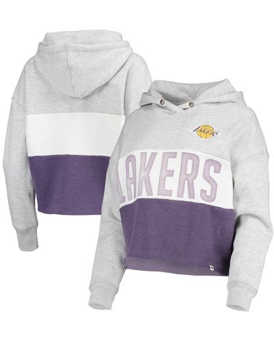 '47 '47 Heathered Los Angeles Lakers Lizzy Cutoff Pullover Hoodie - Gray