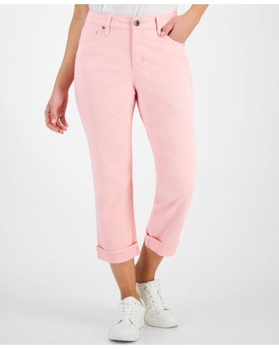 Style & Co. Mid-rise Curvy Capri Jeans - Pink