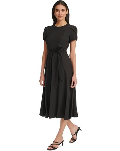 Calvin Klein Belted A-line Dress - Black
