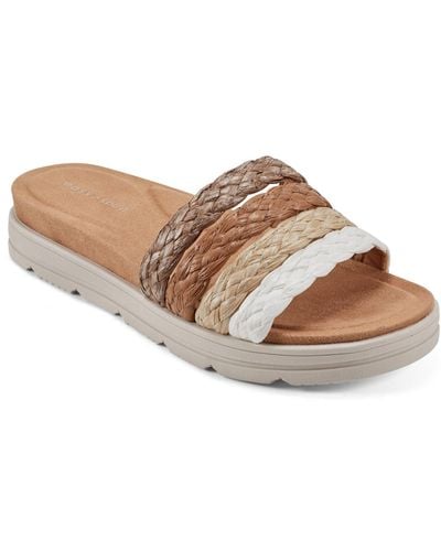 Easy Spirit Salma Round Toe Slip-on Strappy Sandals - Brown
