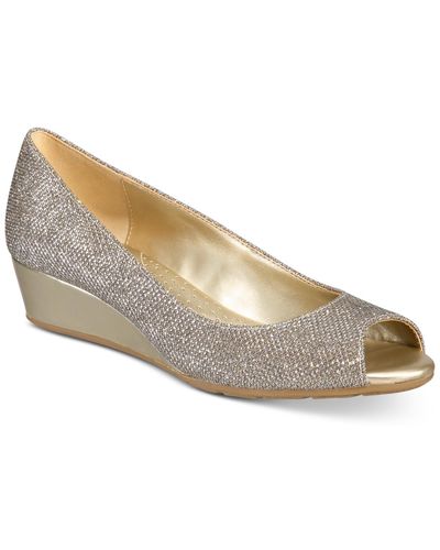 Bandolino Candra Peep Toe Dress Wedges - Metallic