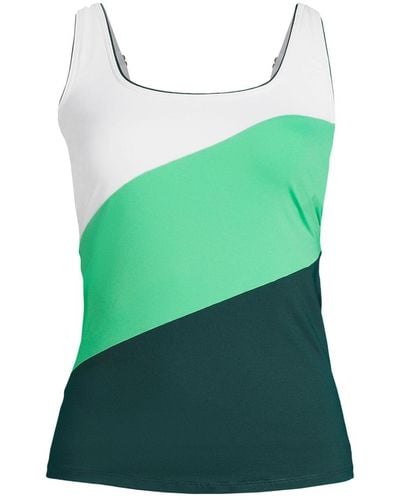 Lands' End Plus Size Square Neck Underwire Tankini Swimsuit Top Adjustable Straps - Green
