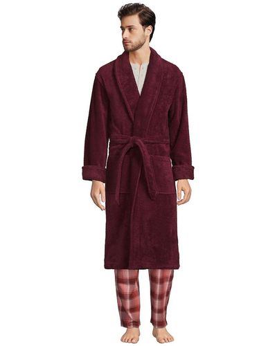 Lands' End Calf Length Turkish Terry Robe - Red