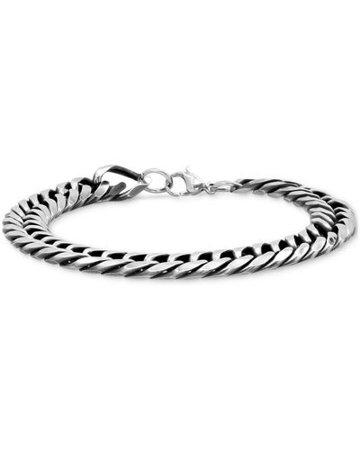 Steeltime Silver-tone Cuban Link Chain Bracelet - Metallic