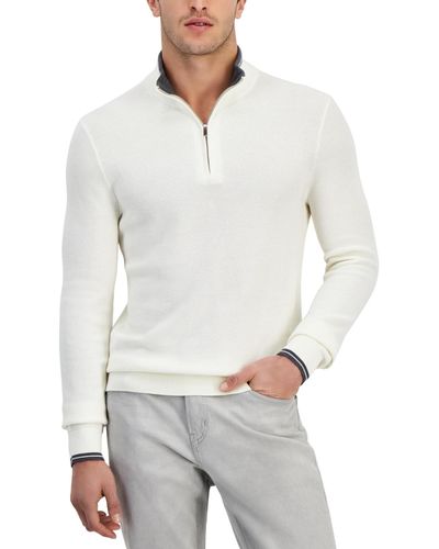 Michael Kors Textured Quarter-zip Sweater, Created For Macy's - Blue