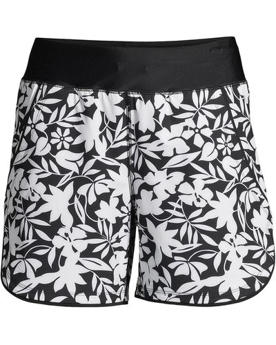 Lands' End Plus Size 5" Quick Dry Elastic Waist Board Shorts Swim Cover-up Shorts - Black