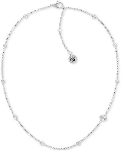 Tommy Hilfiger Stainless Steel Metallic Orb Station Necklace - White