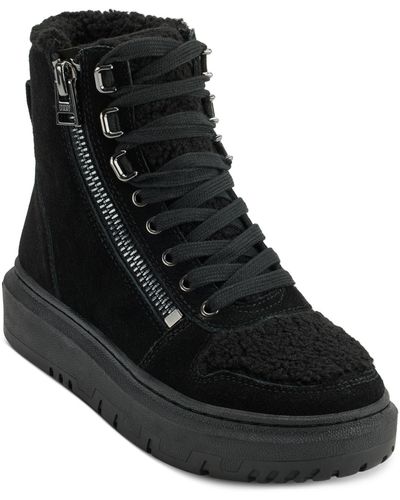 DKNY Miri Lace-up Zipper High-top Sneakers - Black