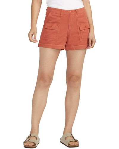 Silver Jeans Co. High Rise Cargo Shorts - Orange