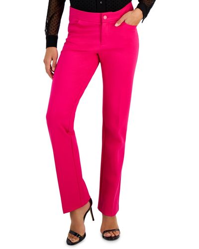 Anne Klein Compression Fly-front Bootcut Pants - Pink
