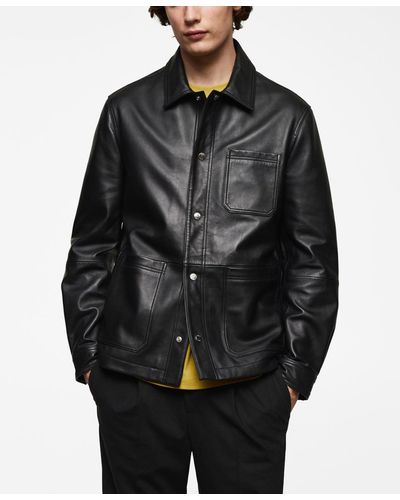 Mango 100% Nappa Leather Jacket - Black