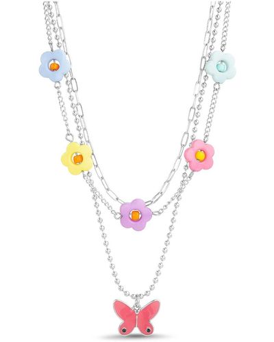 Kensie 3 Piece Mixed Chain Necklace Set - White