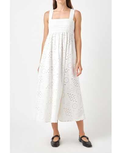 English Factory Broderie Anglaise Maxi Dress - White