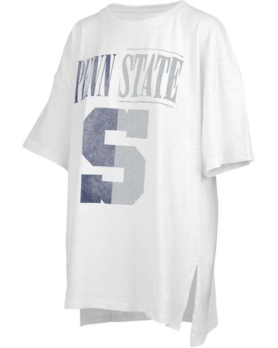 Pressbox Distressed Penn State Nittany Lions Lickety-split Oversized T-shirt - White