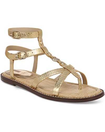 Sam Edelman Tayla Embellished Strappy Gladiator Flat Sandals - Metallic