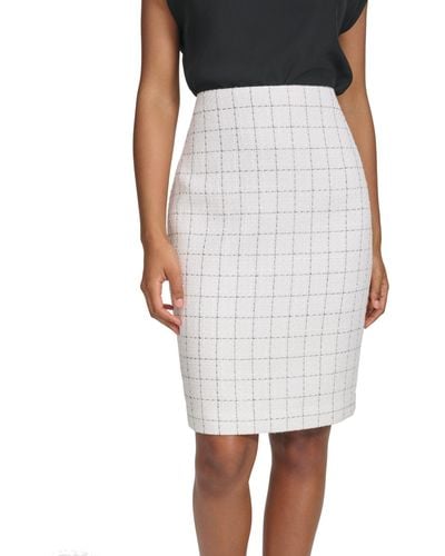 Calvin Klein Windowpane-print Pencil Skirt - White
