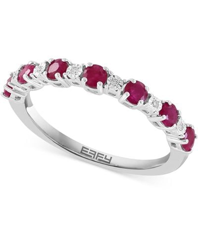Effy Effy® Ruby (3/4 Ct. T.w.) & Diamond Accent Stacking Ring In Sterling Silver - Multicolor
