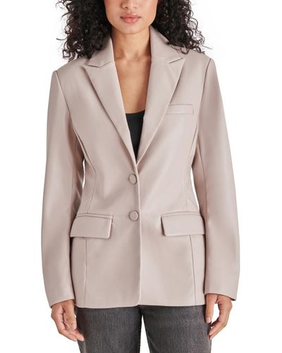 Steve Madden Aria Faux-leather Blazer - Natural