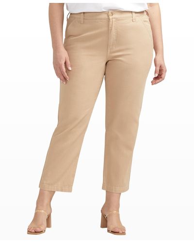 Jag Plus Size Chino Tailored Cropped Pants - Natural