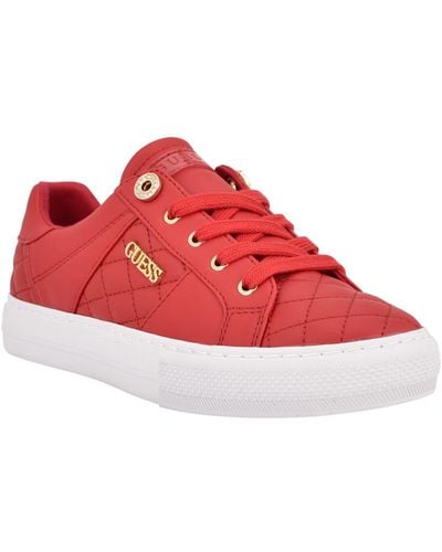 Guess Loven Casual Lace-up Sneakers - Red