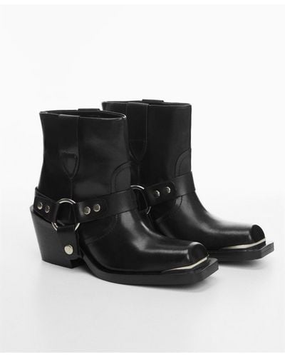 Mango Buckle Ankle Boots - Black