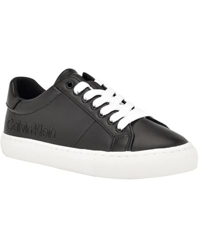 Calvin Klein Camzy Round Toe Lace-up Casual Sneakers - Black