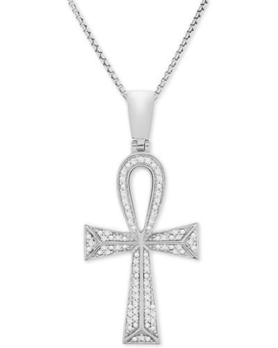 Macy's Diamond Ankh Cross 22" Pendant Necklace (1/4 Ct. T.w. - White