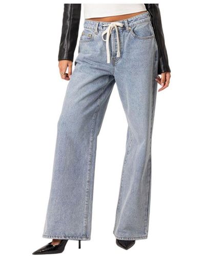 Edikted Wynn Low Rise Oversized Jeans - Blue
