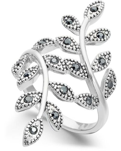 INC International Concepts Crystal Leaf Wrap Ring - Metallic