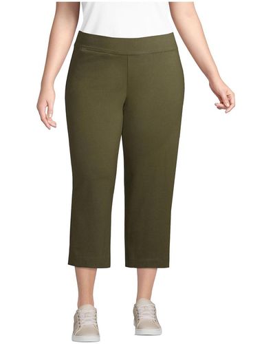 Lands' End Plus Size Starfish Mid Rise Crop Pants - Green