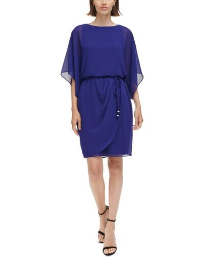 Jessica Howard Chiffon Blouson Dress - Blue