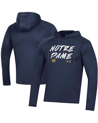 Under Armour Notre Dame Fighting Irish On Court Shooting Long Sleeve Hoodie T-shirt - Blue