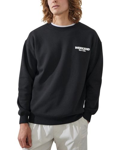 Cotton On Active Graphic Crew Fleece Sweatshirt - Black