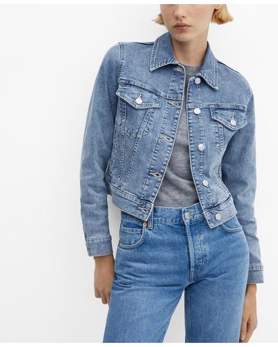 Mango Pocketed Denim Jacket - Blue