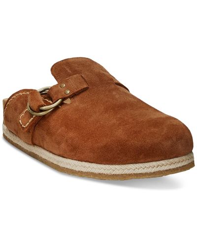 Polo Ralph Lauren Turbach Shearling-lined Suede Slip-on Clogs - Brown