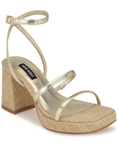 Nine West Flame Square Toe Strappy Dress Sandals - Metallic