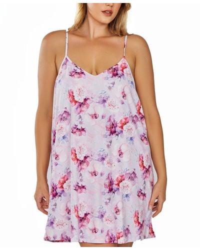 iCollection Plus Size 1pc. Soft Brushed Nightgown Printed - Purple