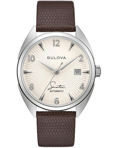 Bulova Frank Sinatra Automatic Leather Strap Watch 39mm - Brown