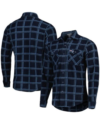 Antigua New England Patriots Industry Flannel Button-up Shirt Jacket - Blue