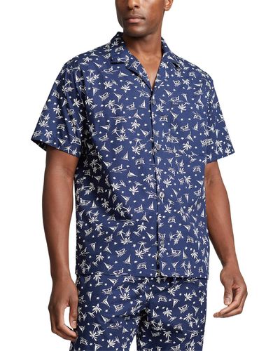 Polo Ralph Lauren Cotton Notched-collar Pajama Shirt - Blue