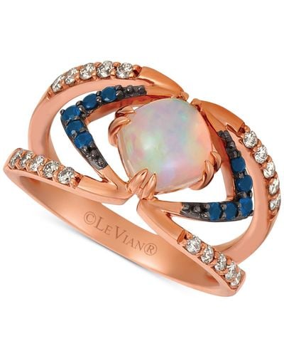 Le Vian ® Neopolitan Opal (3/4 Ct. T.w.), Passion Ruby (1/6 Ct. T.w.), & Nude Diamonds (1/4 Ct. T.w.) Ring Set In 14k Rose Gold - Blue