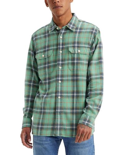Levi's Relaxed Fit Button-front Flannel Worker Overshirt - Green