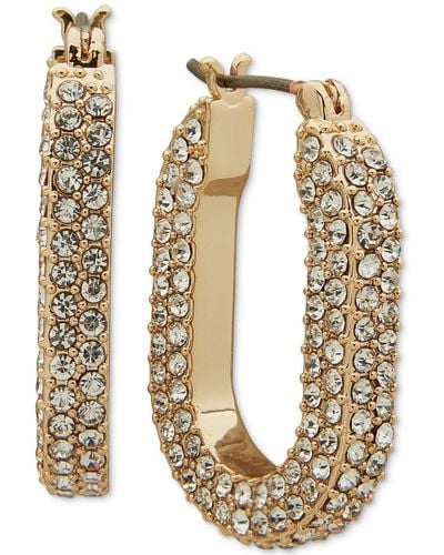 Karl Lagerfeld Gold-tone Crystal Pave Small Hoop Earrings - Metallic