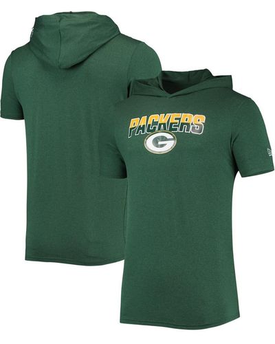 KTZ Heathered Bay Packers Team Brushed Hoodie T-shirt - Green