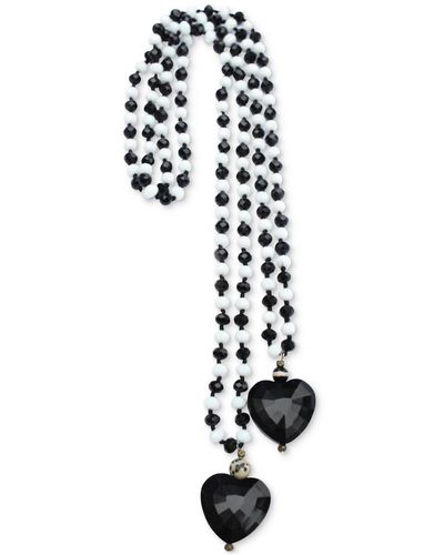 Michael Gabriel Designs Crystal Double Heart Beaded Strand Necklace - White